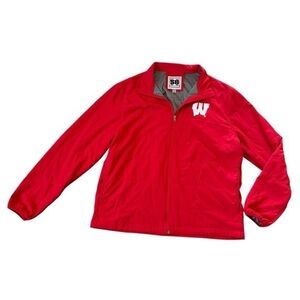 University of Madison Wisconsin Badgers Red Zip-Up quilted Jacket with Logo
